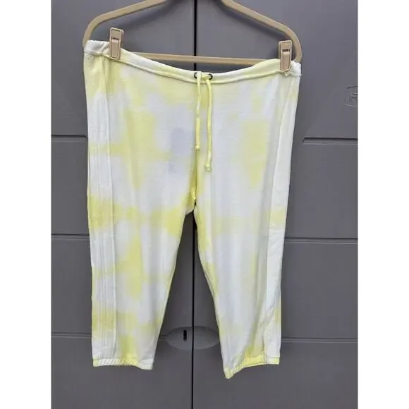 Chaser Yellow Tie Dye Drawstring Lounge Cropped Jogger Sweatpants Size Med NWT - Picture 4 of 11